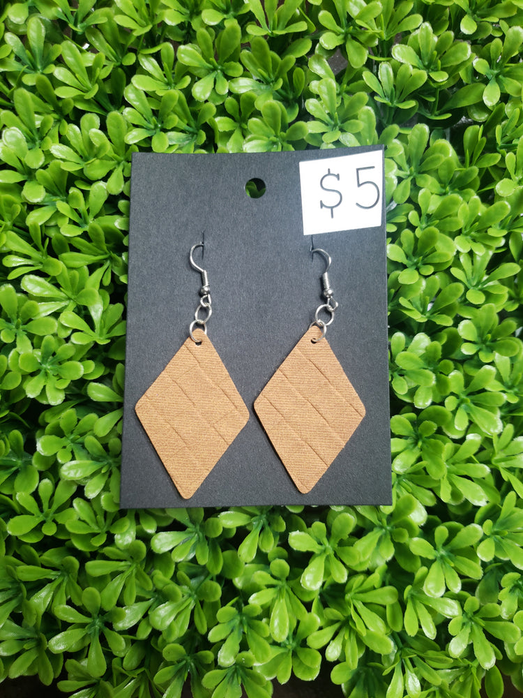 Faux Leather Diamond Dangle Earrings // Ready To Go
