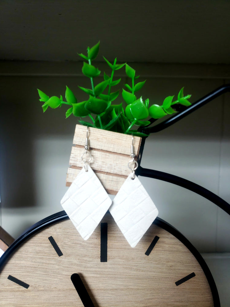 Faux Leather Diamond Dangle Earrings // Ready To Go