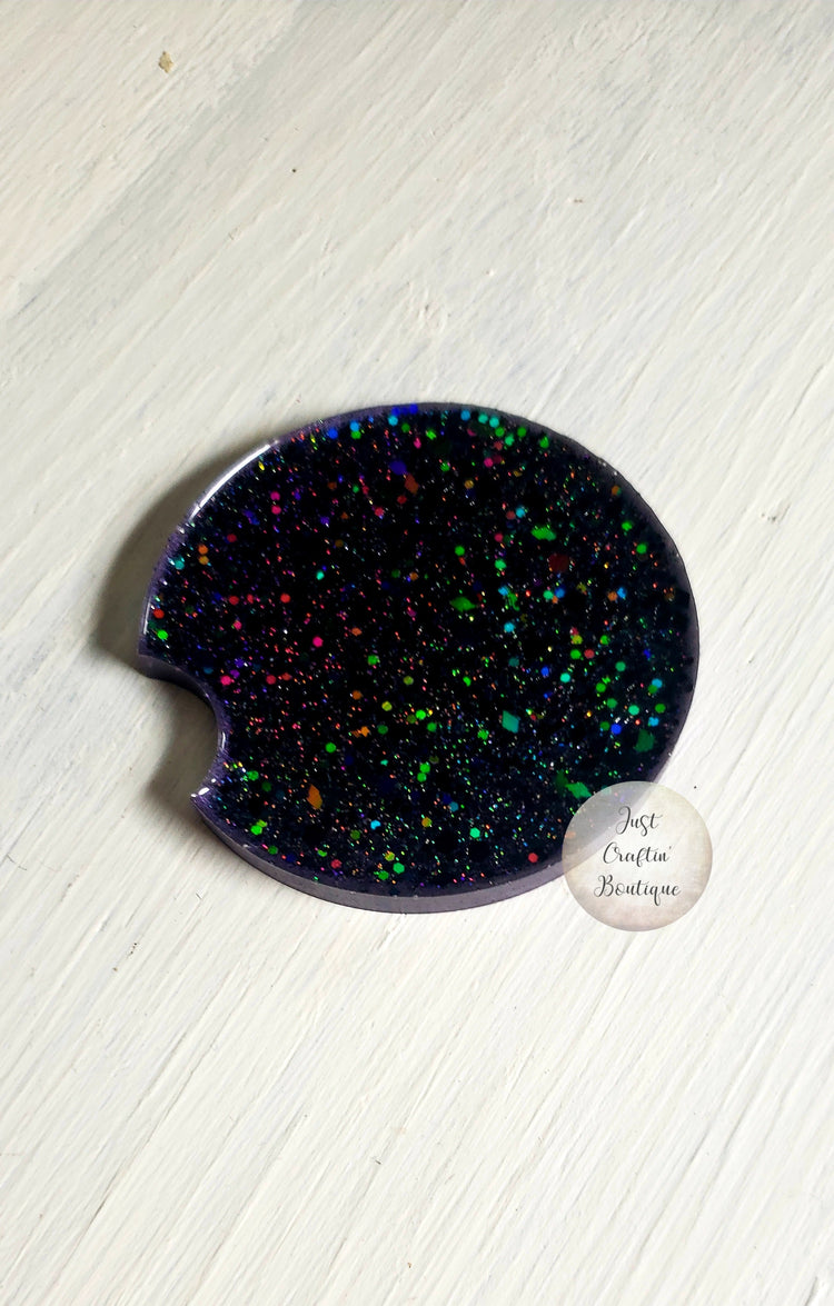 Glittered Resin Car Coasters // Custom Sealed Car Coaster
