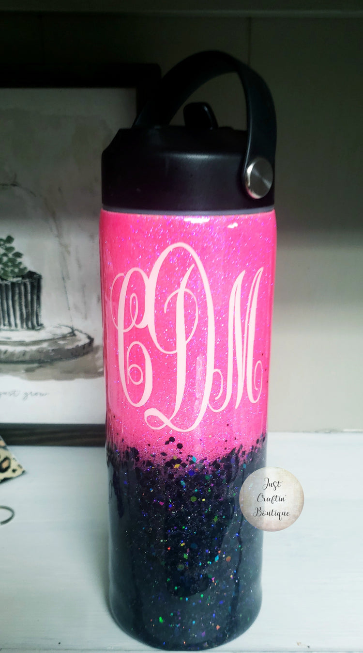 Two Colored Glitter Tumbler w/Initials // Custom Sealed Tumbler