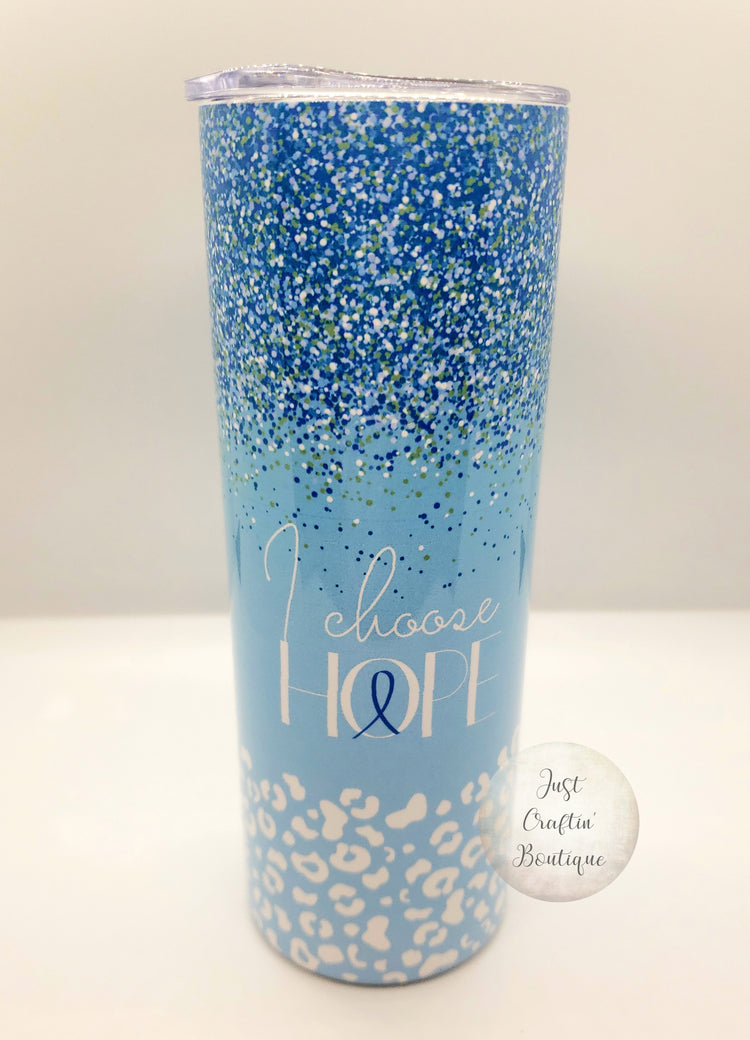 I Choose Hope / Blue Ribbon Tumbler // Prostate Cancer Awareness // Custom Sublimated Tumbler