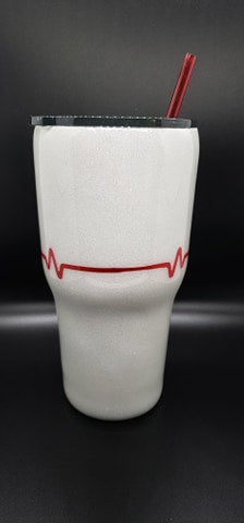Heart w/ Heart Beat Solid Glitter Tumbler / w/Initials // Medical Worker Tumbler / Custom Solid Glitter // Glittery Sealed Tumbler