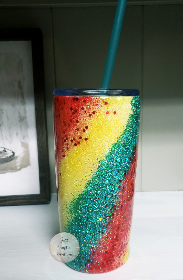 Custom Three-Glitter Swirl Tumbler w/Name // Custom Sealed Glitter Tumbler