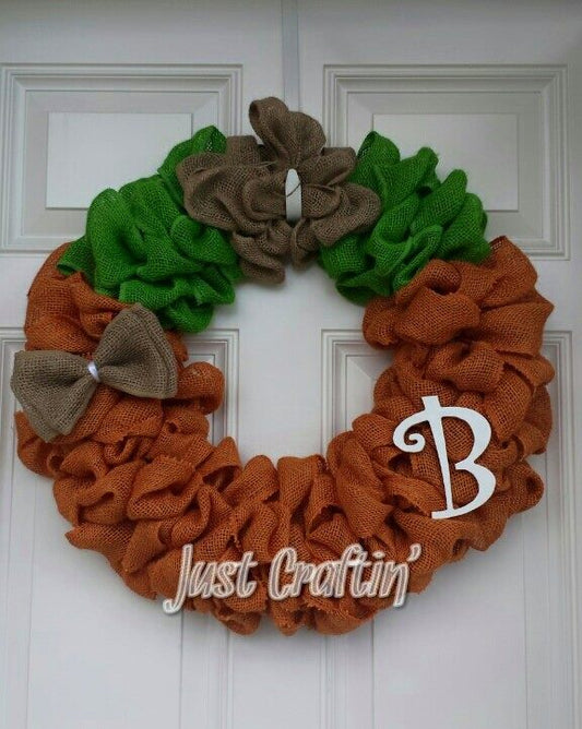 Pumpkin Burlap Wreath // Custom Fall Wreath // Burlap Wreath