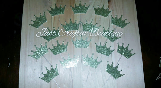 Glitter Gold Crown Cupcake Toppers // Birthday Party Decor // Custom Princess/Queen Birthday