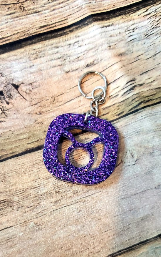 Zodiac Sign Keychain // Glittered Resin Keychain