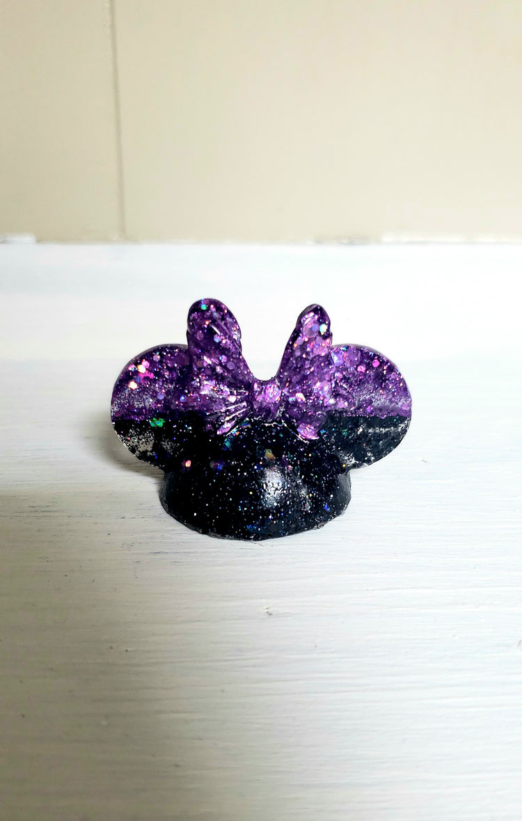 Mouse Head Topper w/Bow or w/o // Custom Gittery Resin Straw Topper