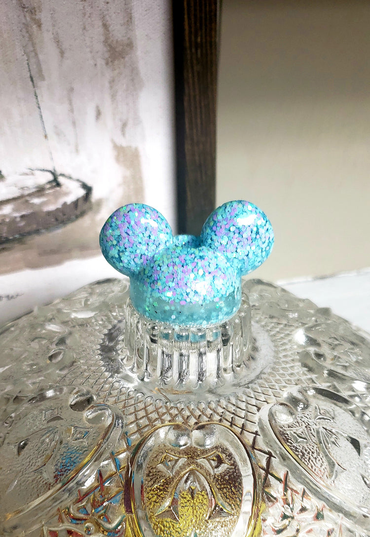 Mouse Head Topper w/Bow or w/o // Custom Gittery Resin Straw Topper