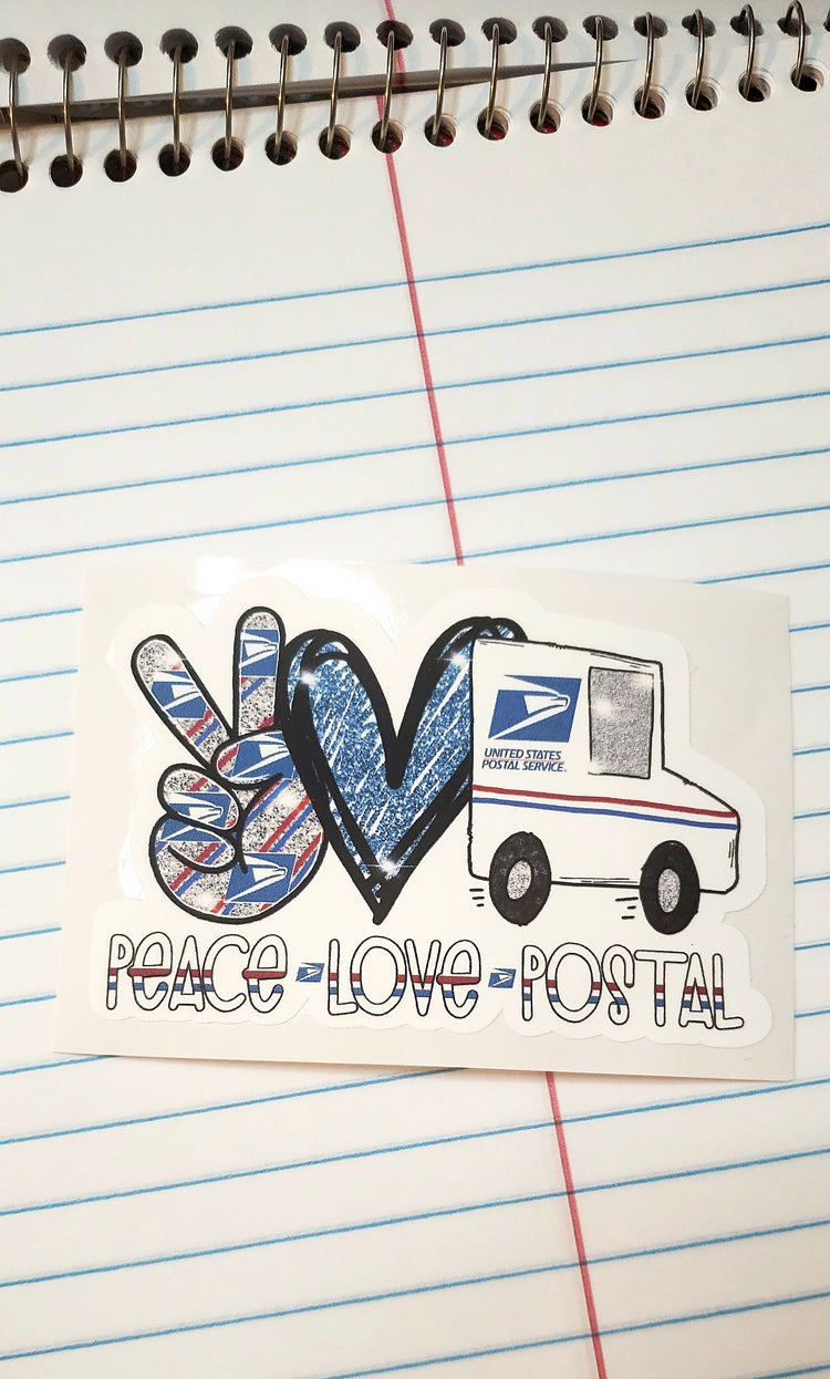 Peace Love Postal Sticker // Waterproof Sticker