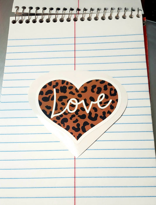 Leopard Heart Love Sticker // Waterproof Sticker