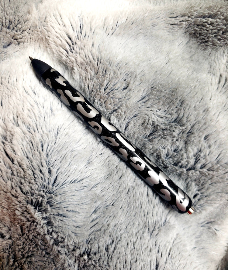 Shimmery Leopard Pen With Name // Sealed Glitter Pens