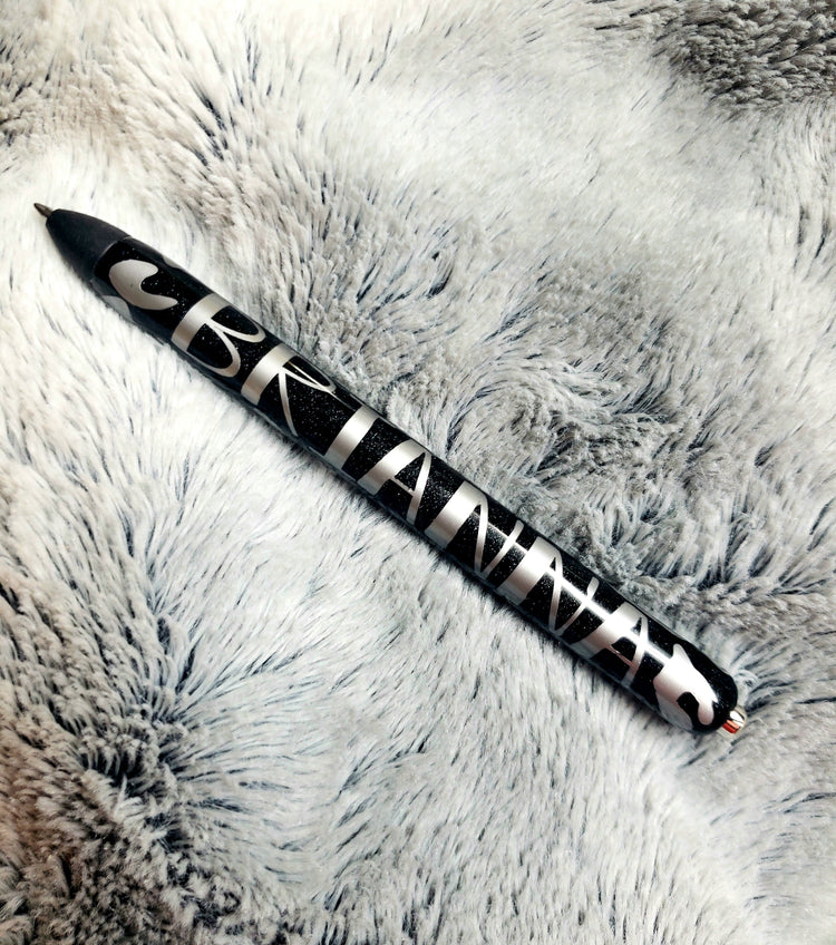 Shimmery Leopard Pen With Name // Sealed Glitter Pens