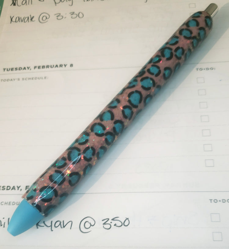 Glow in the Dark Leopard Pen // Sealed Glitter Pens