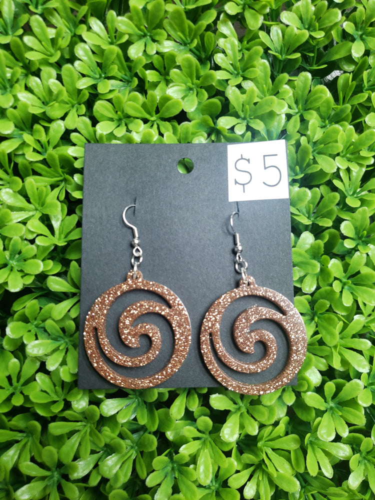 Spiral Gold Circle Dangle Earrings // Ready To Go Glitter Earrings