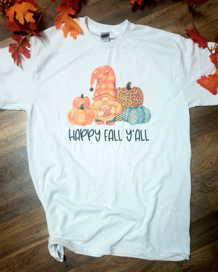 Happy Fall Y'all Gnome w/Pumpkins // Ready To Go Shirt