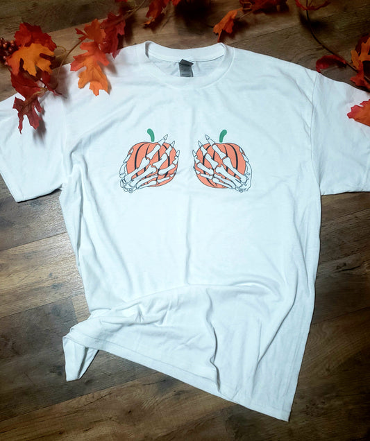 Skeleton Hands Over Pumpkins // Ready To Go Shirt