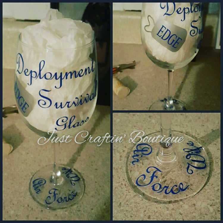 Deployment Survival Glass // Custom Army / Marine / Navy / AirForce / Wife / Mom