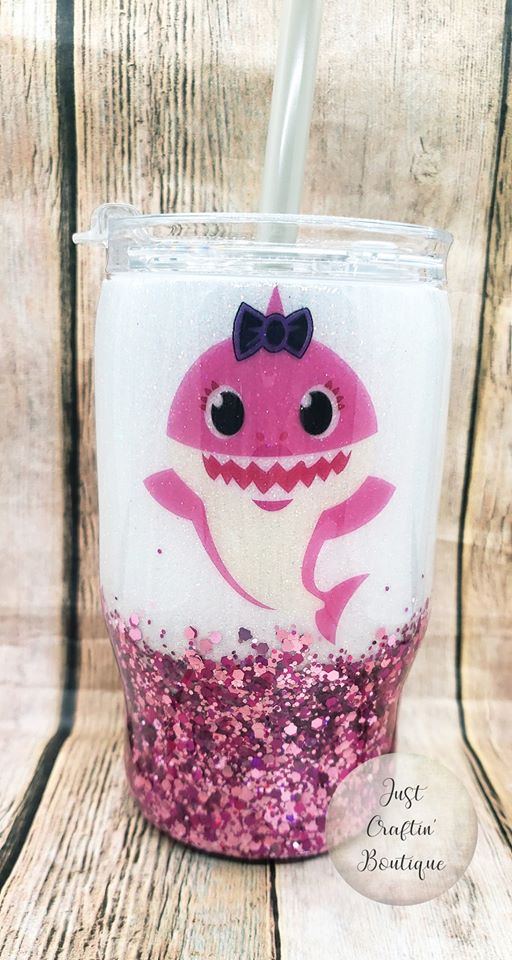 Sister Shark Double Handled Sippy / Custom 2-Color Glitter // Sealed Tumbler