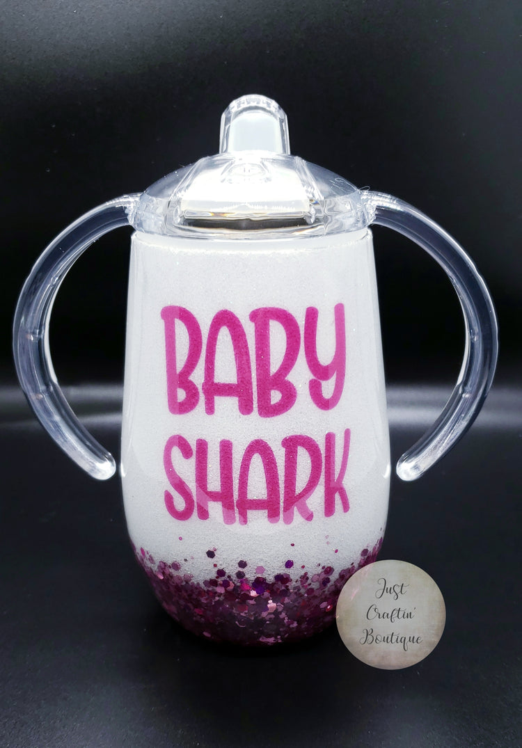 Sister Shark Double Handled Sippy / Custom 2-Color Glitter // Sealed Tumbler