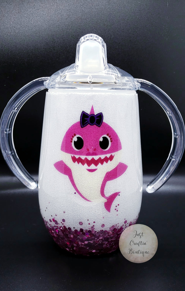 Sister Shark Double Handled Sippy / Custom 2-Color Glitter // Sealed Tumbler