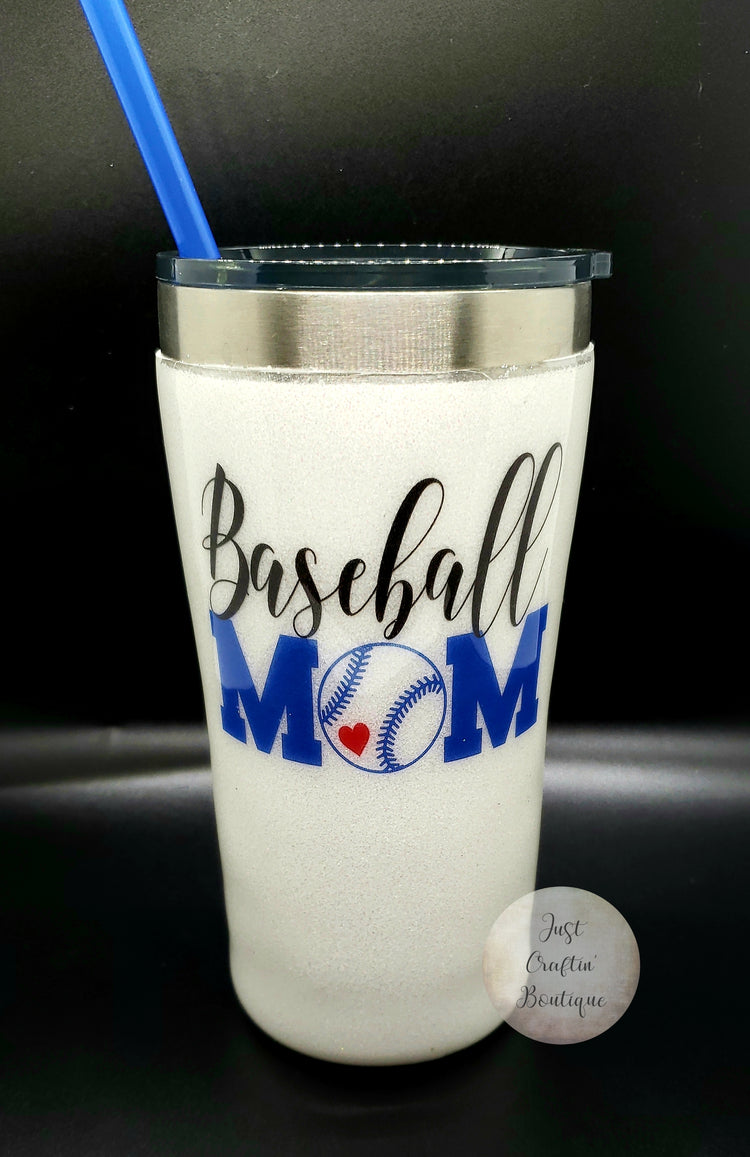 Baseball Mom Solid Glitter // Handled Sealed Mug Tumbler