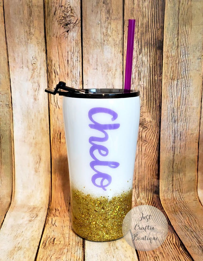 Unicorns and Coffee Rule the World // Two Color Glitter Tumbler w/Lips // Custom Sealed Tumbler