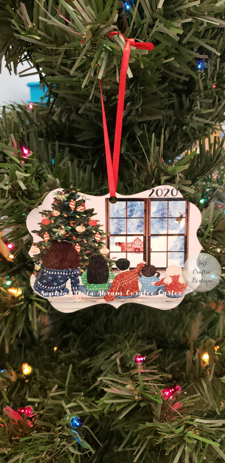 Custom Family // Friends Christmas Ornament // Christmas Tree Scene