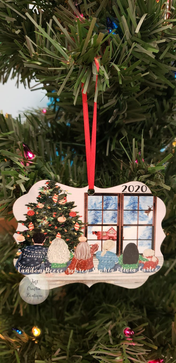 Custom Family // Friends Christmas Ornament // Christmas Tree Scene