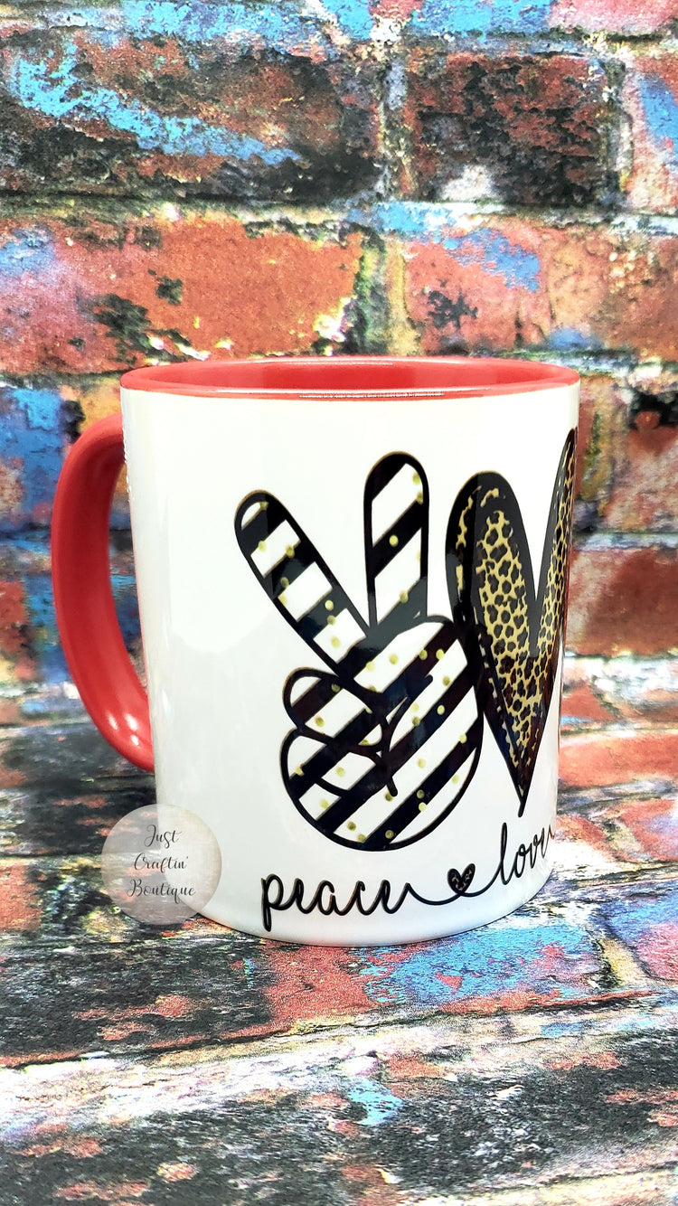 Peace Love Teach Mug // Custom Teacher Sublimated Mug