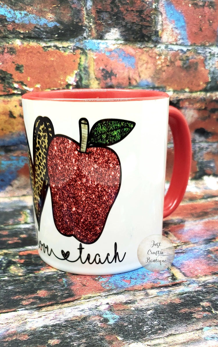 Peace Love Teach Mug // Custom Teacher Sublimated Mug
