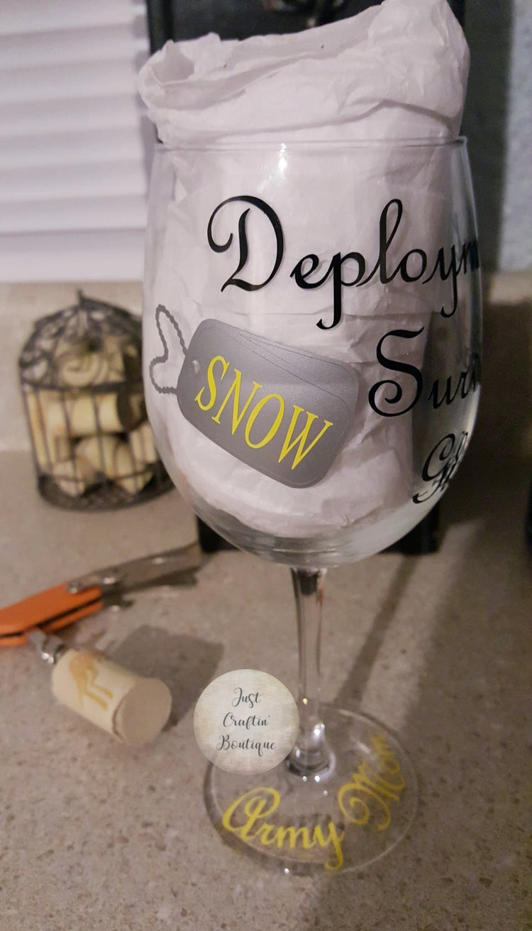 Deployment Survival Glass // Custom Army / Marine / Navy / AirForce / Wife / Mom