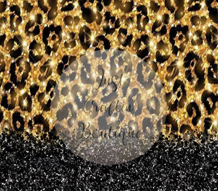 Glittery Leopard w/ Black Bottom // Digital File for Sublimation Tumbler