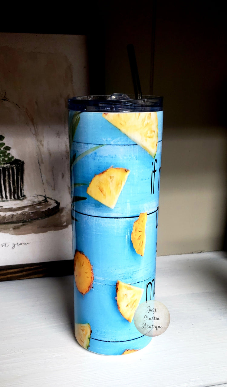 If My Mouth Doesn't Say It My Face Will // Tropical Pineapples // Custom Sublimated Tumbler