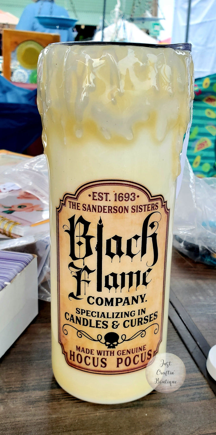 Black Flame Candle Tumbler // Custom Skinny Drip Tumbler