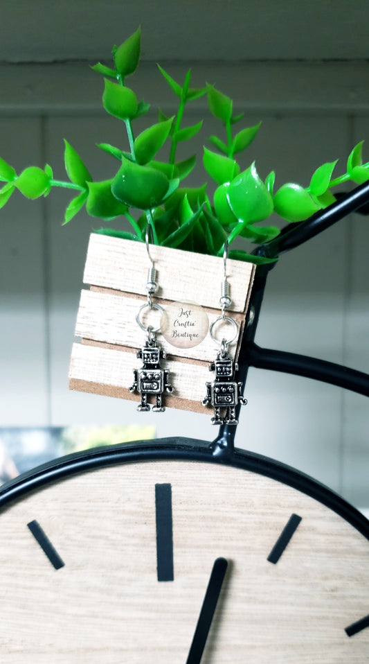 Silver Robot Earrings // Ready To Go