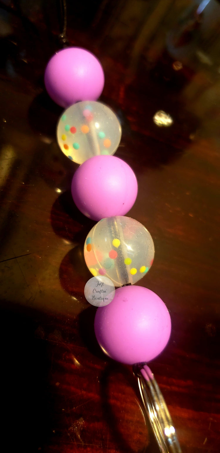 Round Silicone Confetti Bead Lanyard Clip // Teacher Lanyard // Custom Lanyard