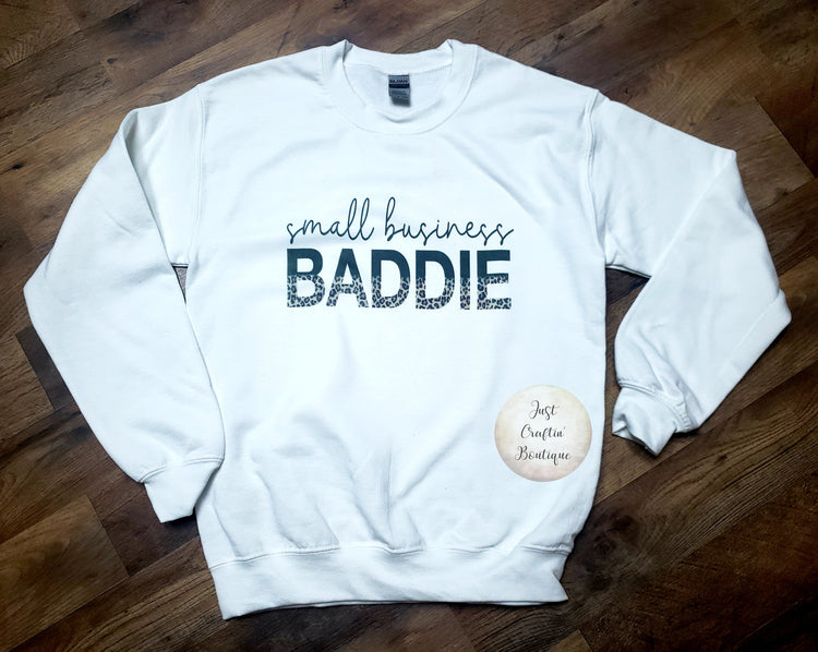Small Business Baddie Sweatshirt w/Leopard // Small Business Sweatshirt