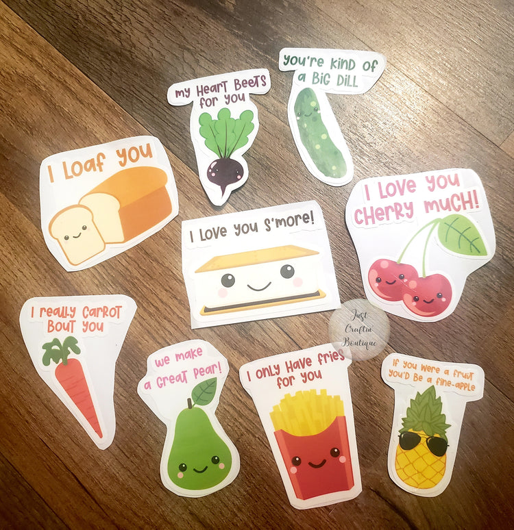 Food Valentine Stickers // Waterproof Sticker