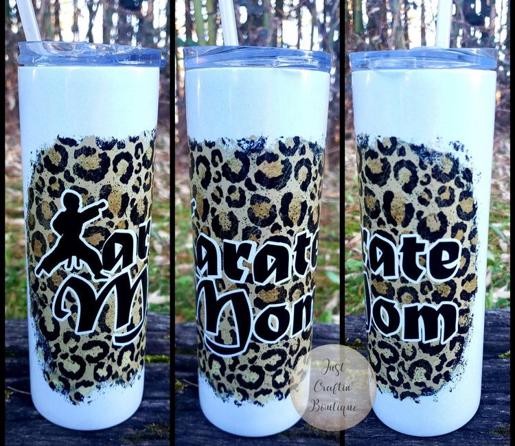 Karate Mom // Custom Mom Tumbler // Shimmery 20oz Tumbler // Sublimation Tumbler