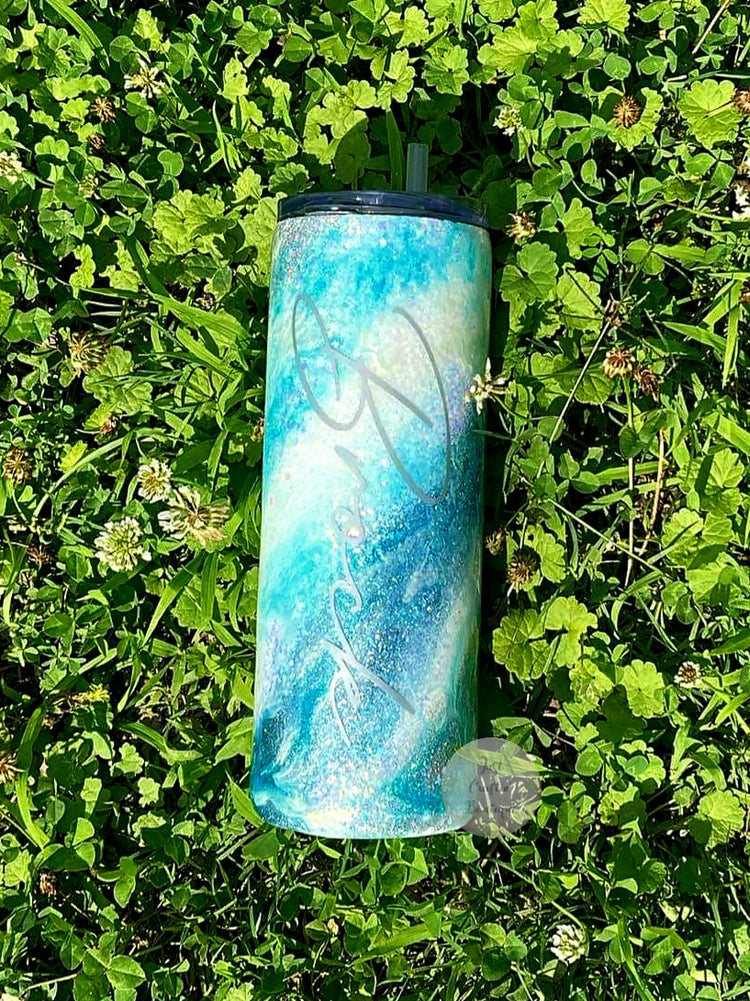 Custom Milky Way Glittered Tumbler w/Name // Custom Sealed Tumbler