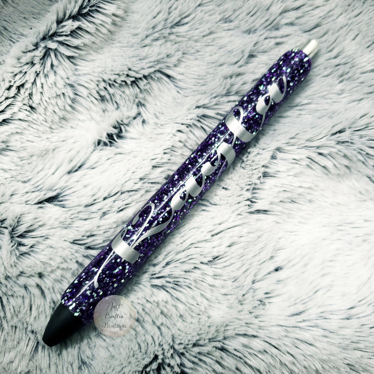 Color Shifting Glittered Pens // Custom One Color With Name // Sealed Glitter Pens