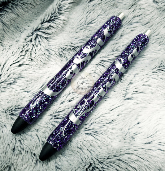 Color Shifting Glittered Pens // Custom One Color With Name // Sealed Glitter Pens