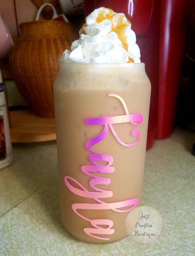 Frosted Coffee Glass w/Name // Custom Drinkware