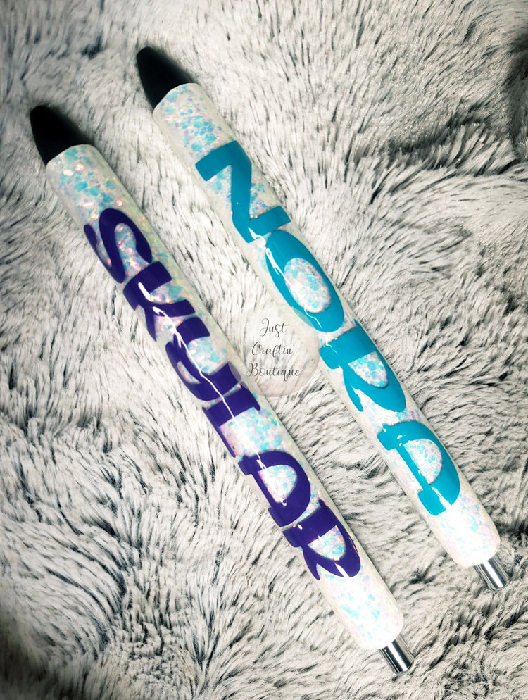 Glitter Pens / Chunky Glitter // Custom One Color With Name // Sealed Glitter Pens