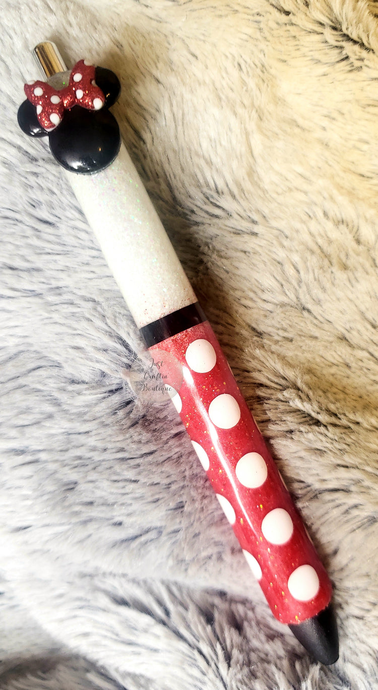 Polka Dot Glittered Pen w/Name And Charm // Sealed Glitter Pens