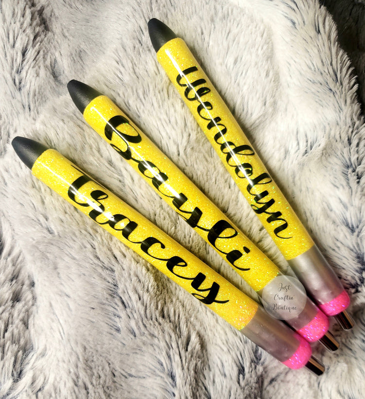 Custom Pencil Pen // Teacher Pens // Solid Glittered Pens // Custom Option