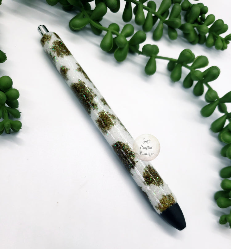 Ready To Go Cowhide Glitter Pens // Glittered Cow Pens // Custom Option