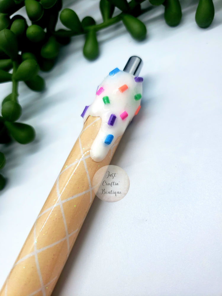 Vanilla Ice Cream Cone Drip Pen // Glittered Drip Pens