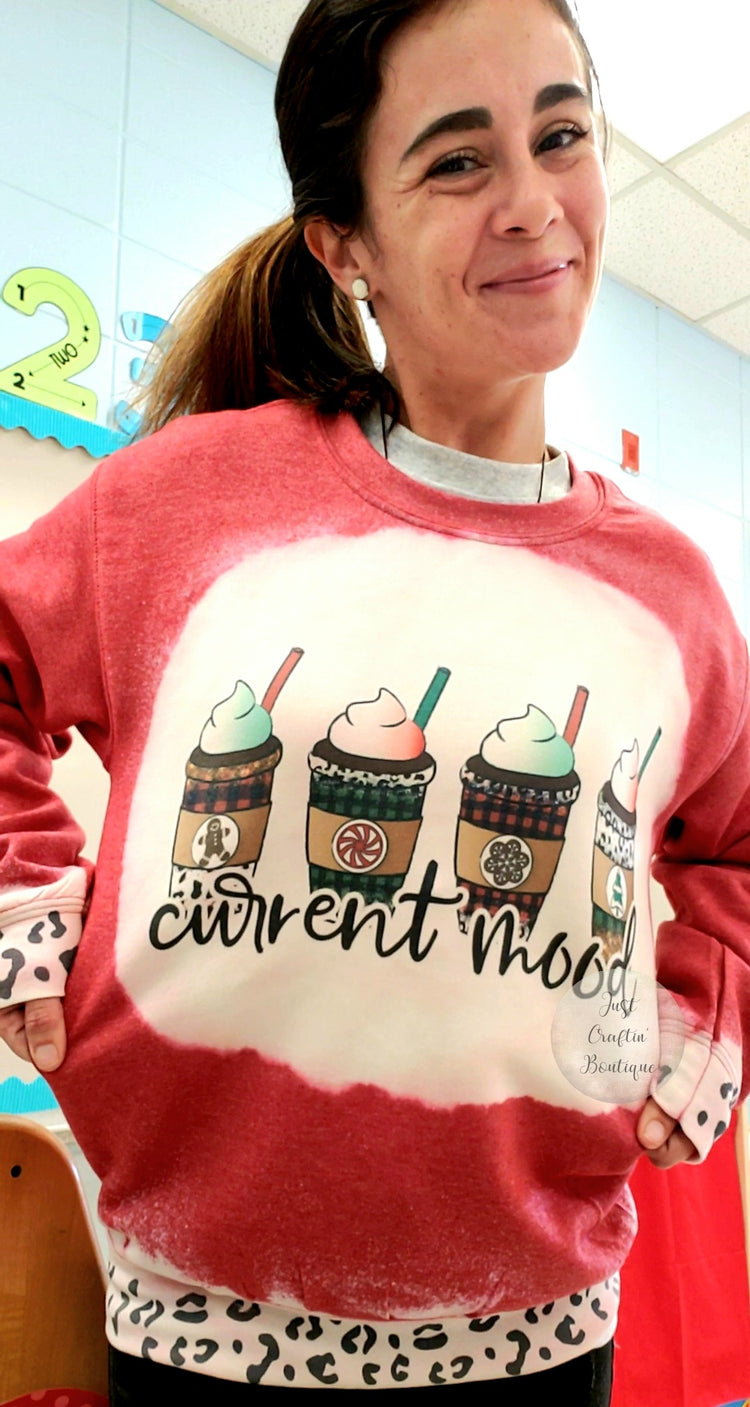 Current Mood Christmas Coffees w/Leopard Bleached Sweatshirt // Christmas Sweater
