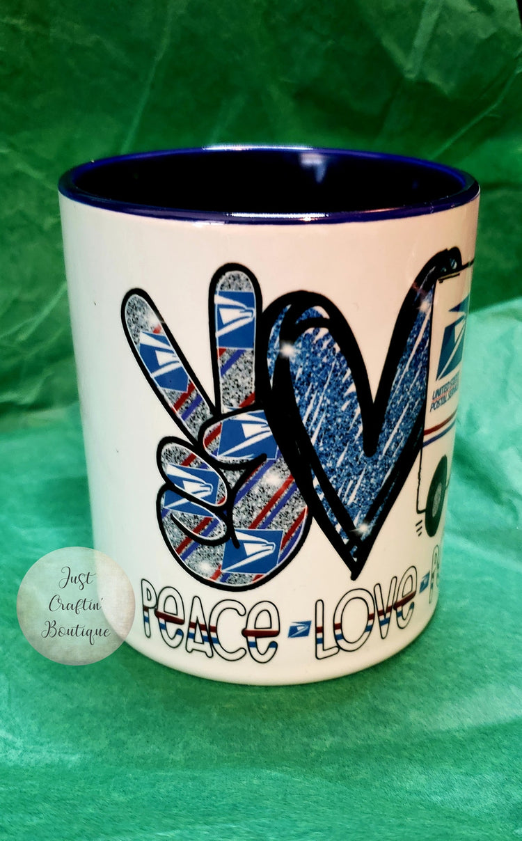 Peace Love Postal Mug // Custom Postal Sublimated Mug